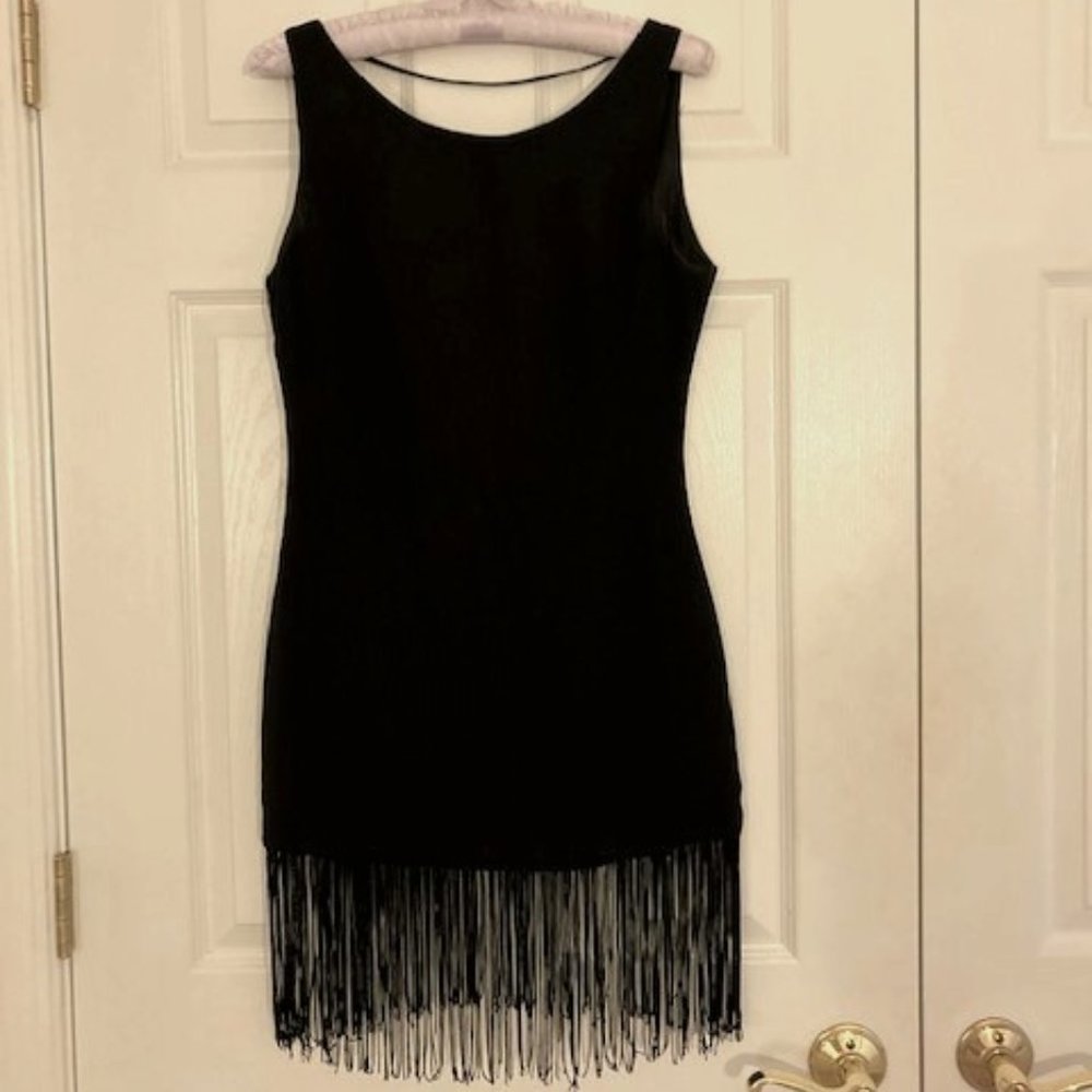 Little black dress with fun fringe bottom